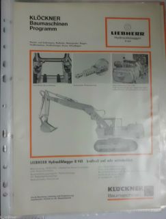 Klöckner Baumaschinen Programm Liebherr Hydraulikbagger R941 Prospekt