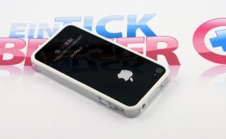 iPhone 4 Silikon Bumper Schutzhülle Hülle weiß + Folie