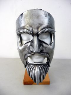 MEDIEVAL MASK SILVER BEARDED FACE RESIN MOVIE PROP