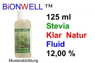 Klar Natur Tropfen Fluid Stevia flüssig 125 ml Flasche E960 Bionwell