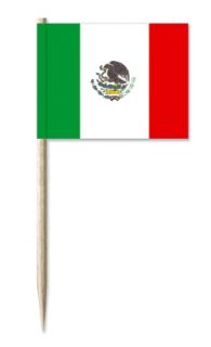 50 Flaggenspieße MEXIKO Käsepicker   Fahne Flagge