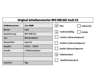 Original Scheibenwischer 8P0 998 002 Audi A3 Wischerblatt #111 0406