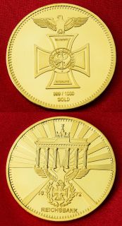 NP Deutsche Reichsbank   Brandenburger Tor   Eiserne Kreuz 999 Gold PP
