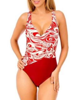 Stanzino Womens Red Printed One Piece Bikini Swimsuit