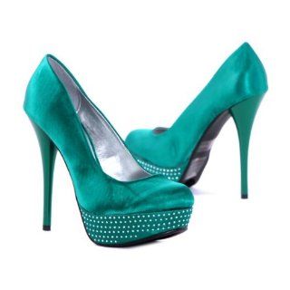 Qupid Womens Shoes Round Tow Studded Platform High Heel
