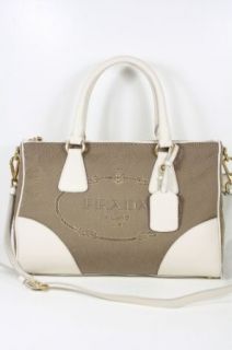 Prada Handbags Beige Fabric and White Leather BL0833