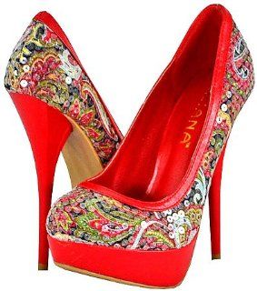  Liliana Carinthia 27 Red Women Platform Pumps, 7.5 M US Shoes