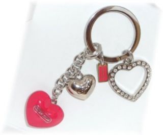 COACH Valentines Multi Heart Pave Crystals Keyring / Purse