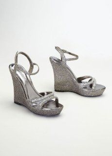 Shoes Glitter Wedge Sandal with Crystal Straps Style ANIKA Shoes