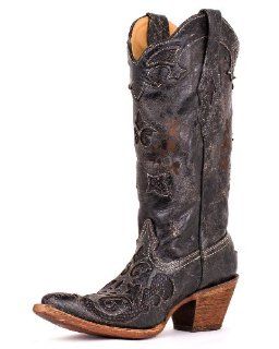 com Corral Womens Distressed Black Lizard Inlay Boot   C2108 Shoes