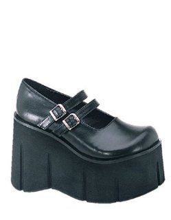 Demonia High Goth Wedge Mary Jane Platform Shoe   8 Shoes