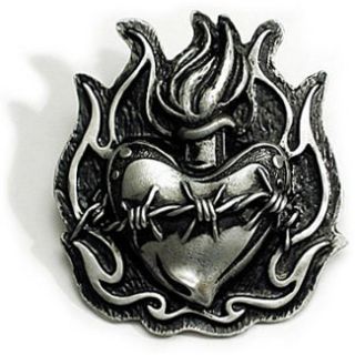 FLAMING SACRED HEART Belt Buckle Religious Gothic