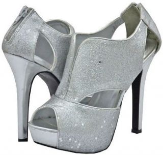 : Qupid Gaze 120 Silver Glitter Women Platform Pumps, 10 M US: Shoes