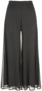Connected Apparel Black Glitter Palazzo Pants BLACK Large