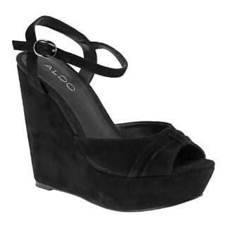  ALDO Schlender   Women Wedge Sandals   Black Suede   9: Shoes