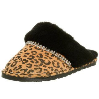  Chooka Womens Rhinestone Sheepskin Slipper,Leopard,7 M Shoes