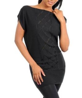 G2 Fashion Square Boat Necklined Knitted Tunic Sweater Top