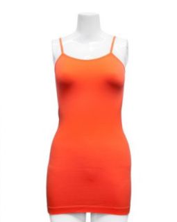 Ladies Neon Orange Seamless Tunic Cami 25 Inch Clothing