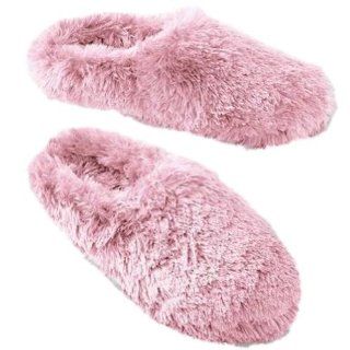 So Womens Plush Faux Fur Light Pink Fuzzy Slippers: Shoes