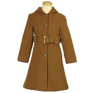 Rothschild Girls Gold Hooded Belted Lined Wool Coat 7