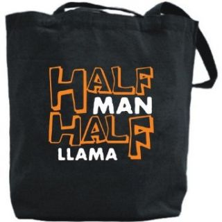 Canvas Tote Bag Black  Half Man , Half Llama  Animals