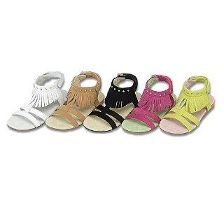 Girls Shoes Suede Fringe Jeweled Strap Sandals 7 4: IM Link: Shoes