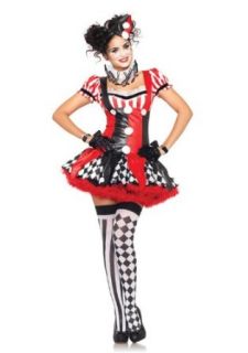 3 PC. Ladies Harlequin Clown Suspender Dress   Small