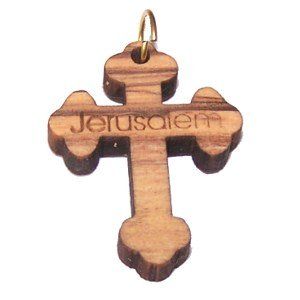 Budded Olive wood Cross Laser pendant (6cm or 2.36 long ): Clothing