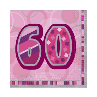 16 Serviettes roses 60 ans   Achat / Vente LINGE DE TABLE JETABLE 16
