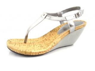 com Ralph Lauren Rosalia Wedge Sandal Silver US 8 B / Eur 38.5 Shoes