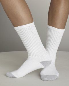 Gildan Boys Crew Socks   WHITE/GREY   3 9 Clothing