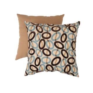 Pillow Perfect Decorative Brown/Blue Velvet Circles Square Toss Pillow
