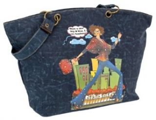 City Girl Blue Denim Tote Bag Carry On Clothing