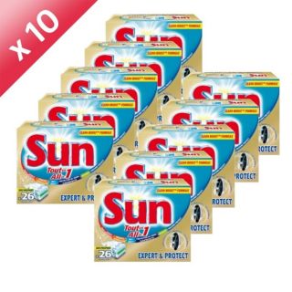LAVE VAISSELLE SUN Tablettes Tout en 1 Extra Power 26 doses x 10