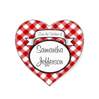 Canning Jar Label, Red Gingham Jelly Rectangle Sticker