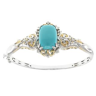 Michael Valitutti Two tone Reconstituted Turquoise and White Sapphire