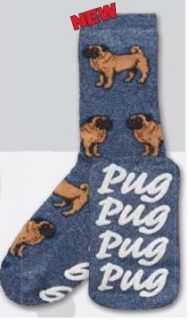 Pug Dog Adult Slipper Socks: Clothing