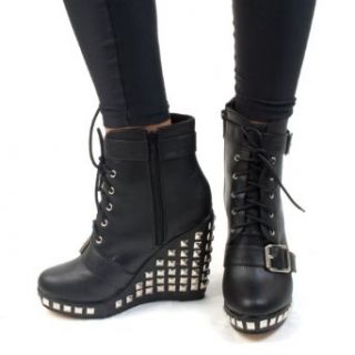Abbey Dawn Hell Yea Wedge Bootie Black: Clothing
