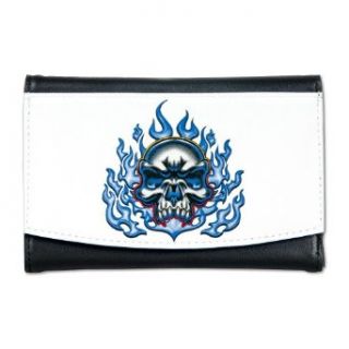 Artsmith, Inc. Mini Wallet Skull in Blue Flames: Clothing