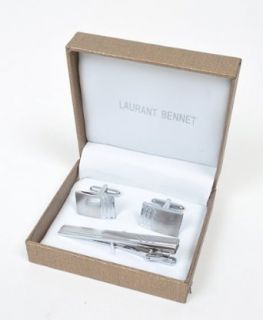 New Mens Laurant Bennet Label Cufflink and Tie Bar Set
