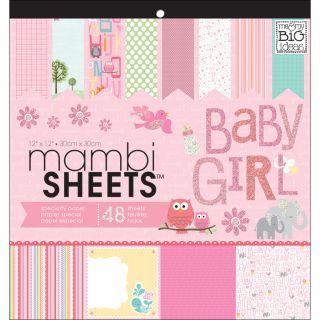 MAMBI Sheets Specialty Cardstock 12X12 48/Sheets Baby Girl Animals