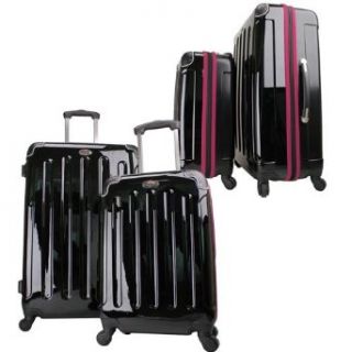Swiss Case 28 BLACK/PURPLE 4 Wheel Hard Suitcase + FREE