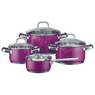 Elo Trend Color Purple Stainless Steel 7 piece Cookware Set