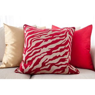 Radiant Red Square 18 inch Decorative Pillows (Set of 3)