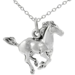 silver Running Horse Necklace with 18 inch Cable Chain