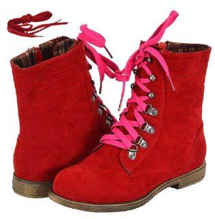 com Blossom Cana 6 Red Faux Suede Women Casual Boots, 10 M US Shoes