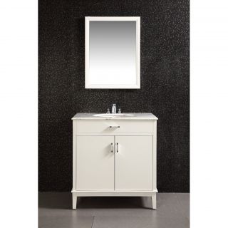Oxford White 30 inch Bath Vanity with 2 Doors and White Marble Top