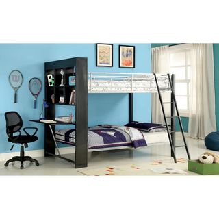 Buddy Twin over twin Bunk Bed with Attached Bookshelf
