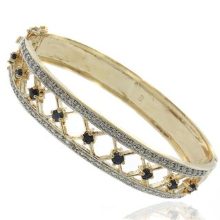 Gem Jolie 18k Gold Overlay Sapphire and Diamond Accent XO Bangle