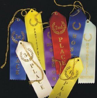 2nd Place (Red) Award Ribbons w/Card & String: Sports